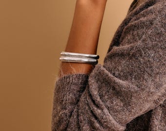Vintage Mexico Thin Belt Buckle Bangle Bracelet 925 Sterling