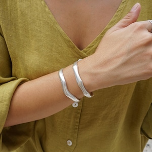 Silver bold irregular shape cuff, thick silver plated bracelet, stacking statement bracelet boho delicate minimalist, free people style,