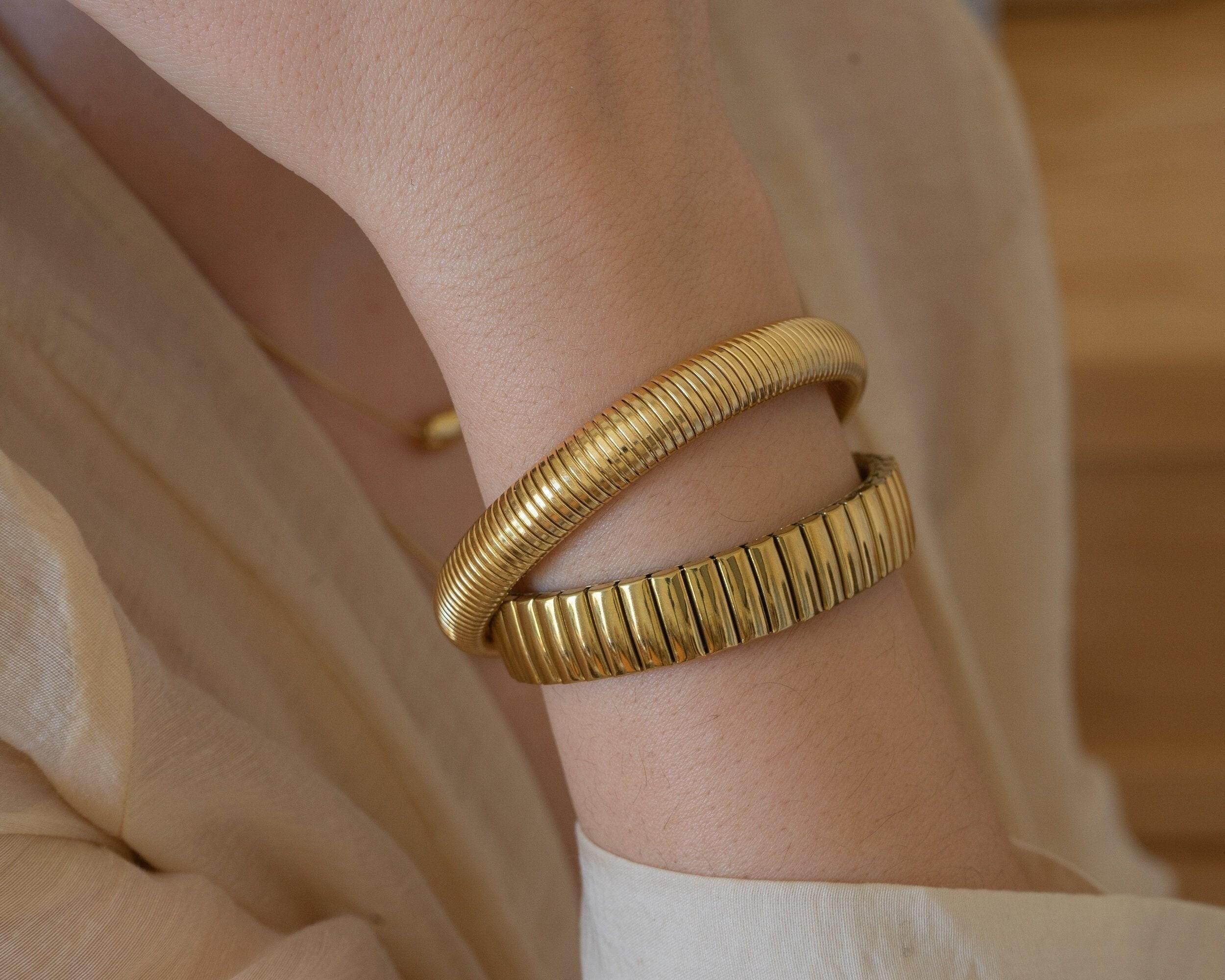 Produktbild von 18K Vergoldet Schlangenknochen Armband Bordstein Kette Mode