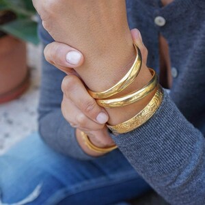 Gold bold cuff, thick 24k gold plated bracelet, stacking statement bracelet boho delicate minimalist, free people style, 6-7.5 in, xmas gift