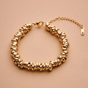 Bracelet chaîne anneaux dorés, bracelet en acier inoxydable imperméable doré délicat empilé