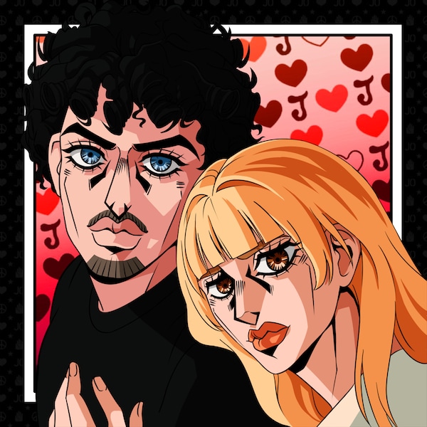 Jojo Custom Portrait Couple Shoulder-up  Gift