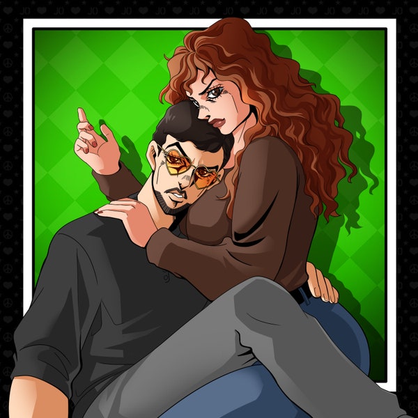 Jojo Custom Portrait Couple Half Body Gift