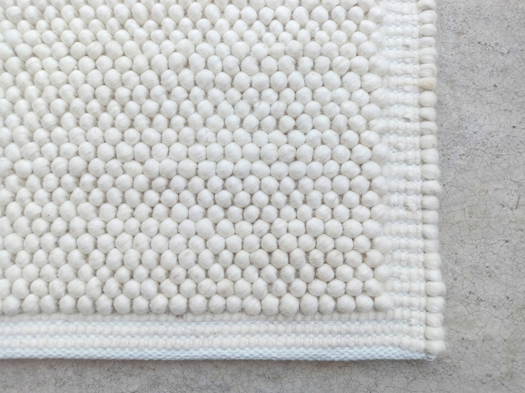 Chunky Loop Wool Rug Handmade, off White Wool Area Rug, Thick Soft Loop ...