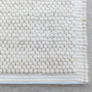 Hand Tufted Knitted Wool Rug – Chunky Loop Carpet | Off White Area Rug | Custom Size Modern Wool Rug for Bedroom, living room  any size.