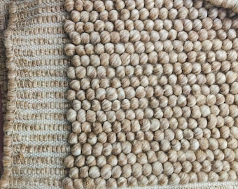 Alfombra de lana tejida a mano, acogedora alfombra alargada de color beige, ideal para el pasillo del dormitorio (tamaño personalizado).