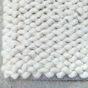 Cozy Handwoven Chunky Wool Rug - Bedroom & Hall Room Decor, Ivory Off White, Soft Stylish Bedroom, Custom Sizes Available.