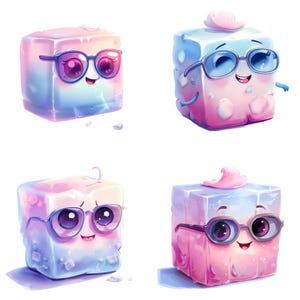 Entzückende Cartoon Eiswürfel Clipart Sammlung zum sofortigen Download - Perfekt für Sublimation und lustige Designs