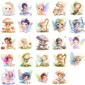 Collection de cliparts fées fantaisistes - Illustrations enchanteresses pour des projets magiques et des créations pour enfants