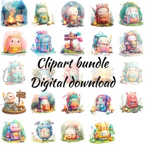 Wunderliche Rucksack Zeichen Clipart Sammlung - Instant Download für Sublimationsdesign