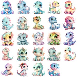 Collection de cliparts adorables dinosaures en dessin animé - Téléchargement instantané pour des thèmes pour enfants et des designs ludiques