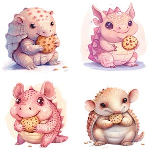 Ensemble de cliparts adorables créatures de dessin animé avec des biscuits - téléchargement immédiat pour des projets de sublimation et d'artisanat