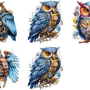 Wunderliche Steampunk Eule Illustrationen Sammlung - Sofortiger Download Clipart für Sublimation und kreative Projekte