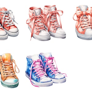 Collection de cliparts de baskets colorées pour téléchargement immédiat - motifs ludiques pour sublimation et projets artistiques