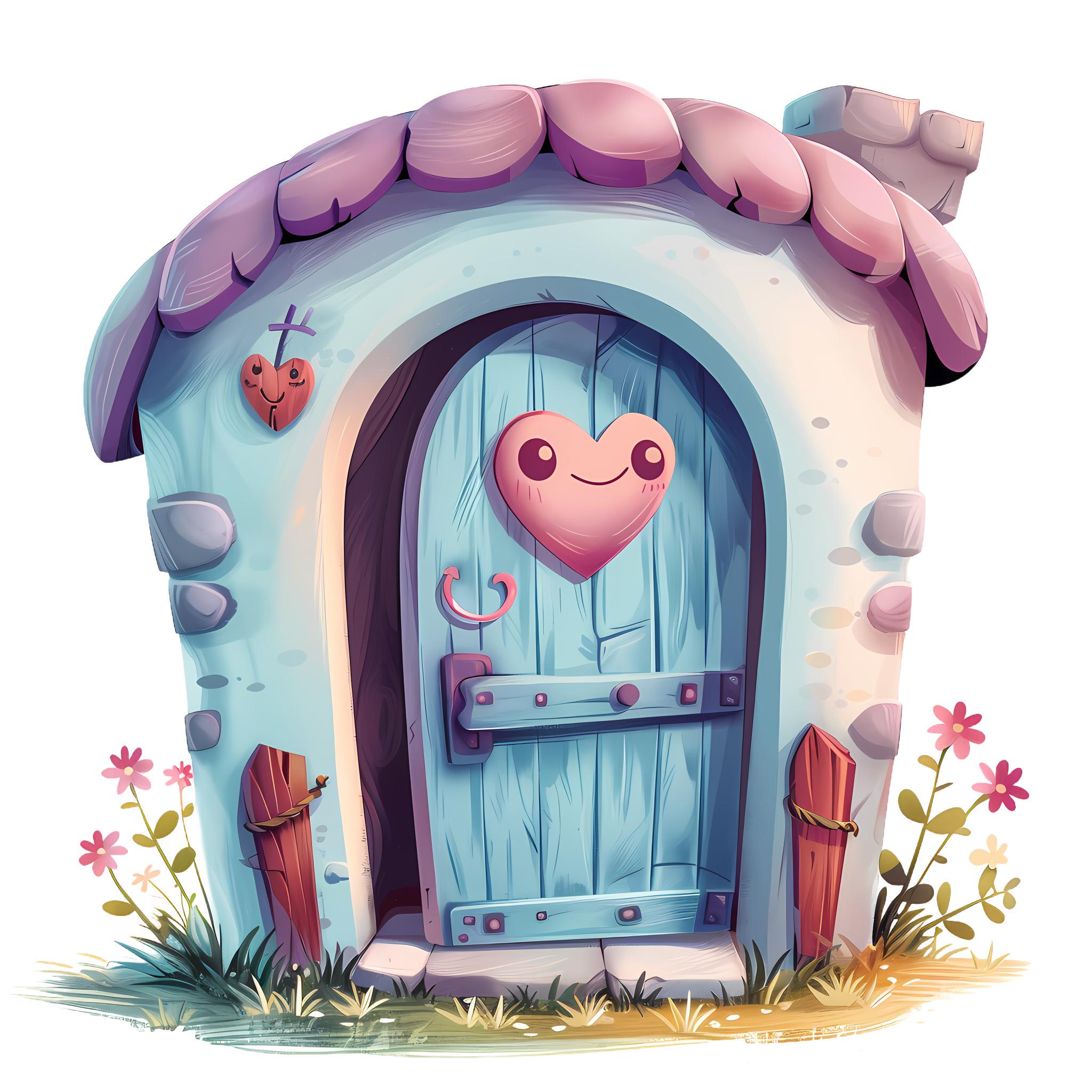 Whimsical Cartoon Doors Collection - Kawaii Clipart for Instant ...