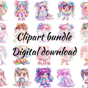 Collection de personnages fantaisistes - Clipart de style dessin animé mignon pour des designs par sublimation et des téléchargements instantanés