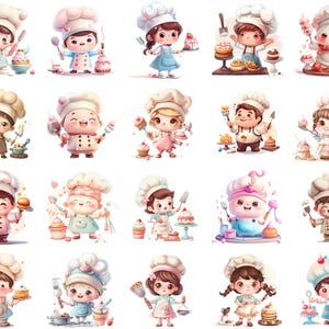 Fröhliche junge Köche Clipart Sammlung für Backspass - Sofort Download Sublimationsdesign