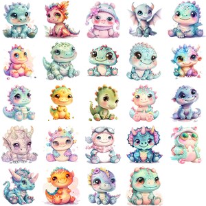 Entzückende Cartoon Kreaturen Clipart - Niedliche Dinosaurier und Fabelwesen für Kinder Illustrationen und spielerische Designs