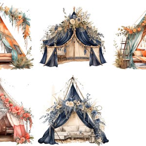 Collezione Cozy Boho Tents - Clipart splendidamente illustrate per progetti di design a sublimazione, download immediato