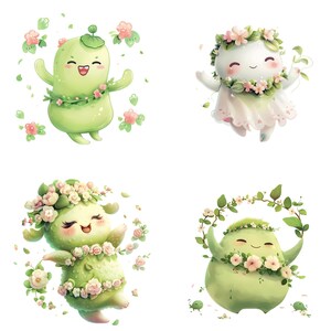 Wunderliche Zeichentrickfiguren Sammlung - Verspielte, Natur inspirierte Clipart zum sofortigen Download und Sublimationsdesign
