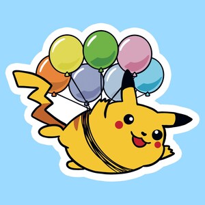 Sticker vliegende ballon pikachu