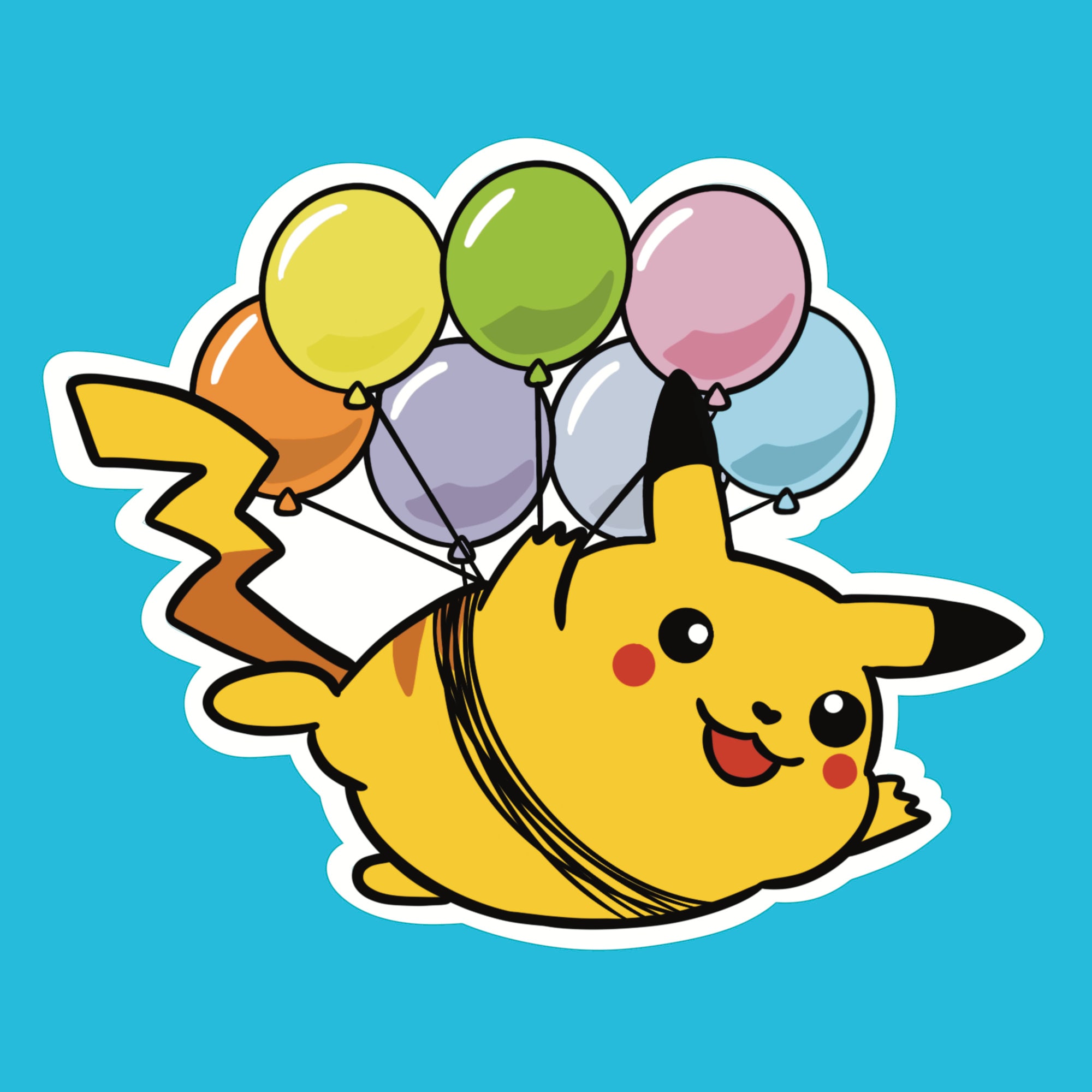 Shiny Pikachu (flying purple balloons) 