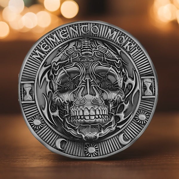 Memento Mori Coin | Everyday Carry Skull Medallion | EDC Reminder Coins | Stoic Wisdom High Relief Hobo Coins | Stoicism Philosophy