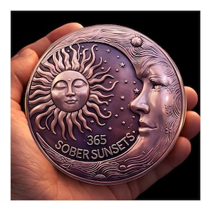 1 Year Sober AA Chip – Alcoholics Anonymous Sobriety Coin Recovery Medallion, One Year AA Recovery Coin Medallion Token for Anniversary