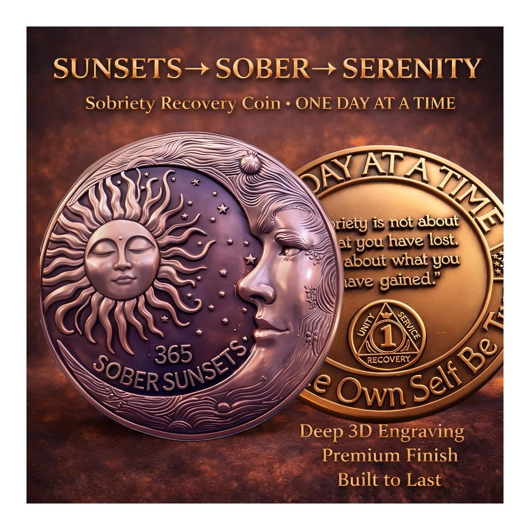 1 Year Sober AA Chip – Alcoholics Anonymous Sobriety Coin Recovery ...