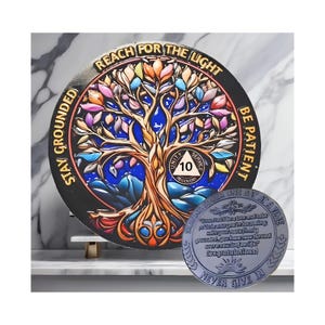 1 - 5 Years Sobriety Coin Tree of Life Custom AA Chips Medallions Recovery Celebration Affirmation Recovery Anniversary Gift for Men Women