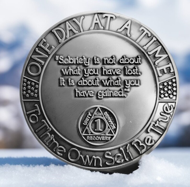 One Year Sober Sobriety Token, Sobriety Chip, Recovery Token Chip ...