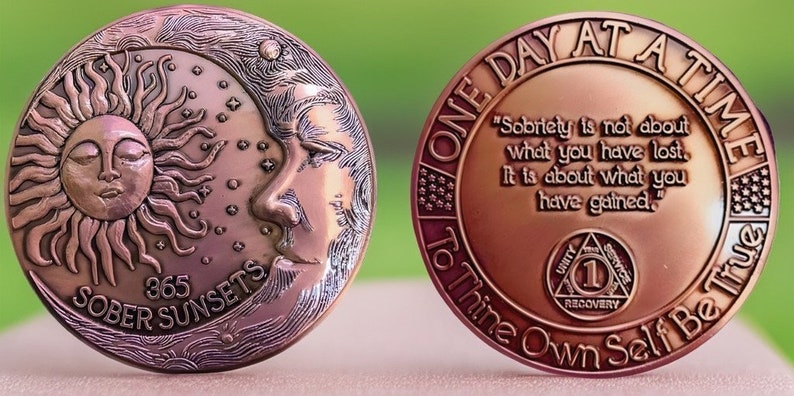 One Year Sober Sobriety Token, Sobriety Chip, Recovery Token Chip ...