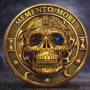 Memento Mori Collector Coin, Stoic Skull Pocket Token, Remember You Must Die, Philosophy Gift, Antique Finish Daily Reminder Challenge Coin bild 4