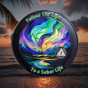 1 - 5 Years Sobriety Coin Colorful Northern Lights AA Chips Medallion for Women Men Celebrate Recovery Token Sober Birthday Gifts