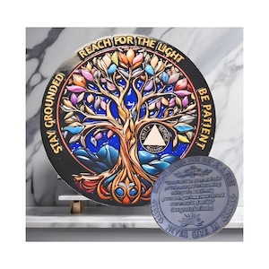1 - 5 Years Sobriety Coin Tree of Life Custom AA Chips Medallions Recovery Celebration Affirmation Recovery Anniversary Gift for Men Women
