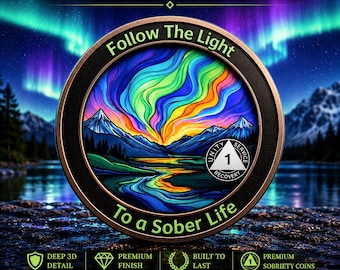 1-5 Year Sober AA Chip – Alcoholics Anonymous Sobriety Coin Recovery Medallion, One Year AA Recovery Coin Medallion Token for Anniversary