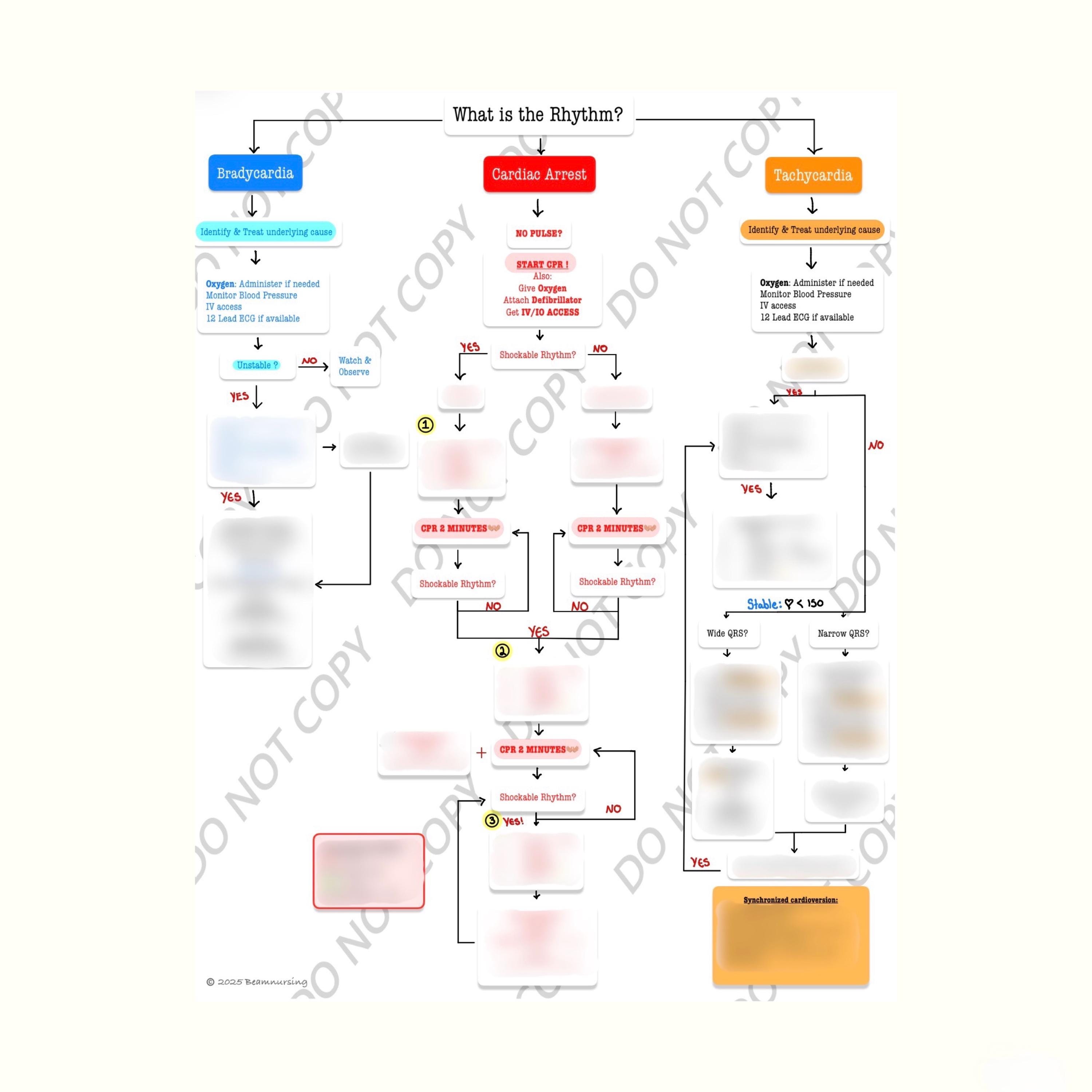 ACLS Algorithm Sheet | Mega Code Flowchart | Nurse Cheat Sheet, ACLS ...