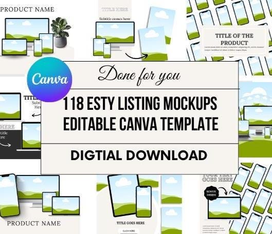 Canva Mockup Templates for Etsy Listings | Editable Digital Product ...