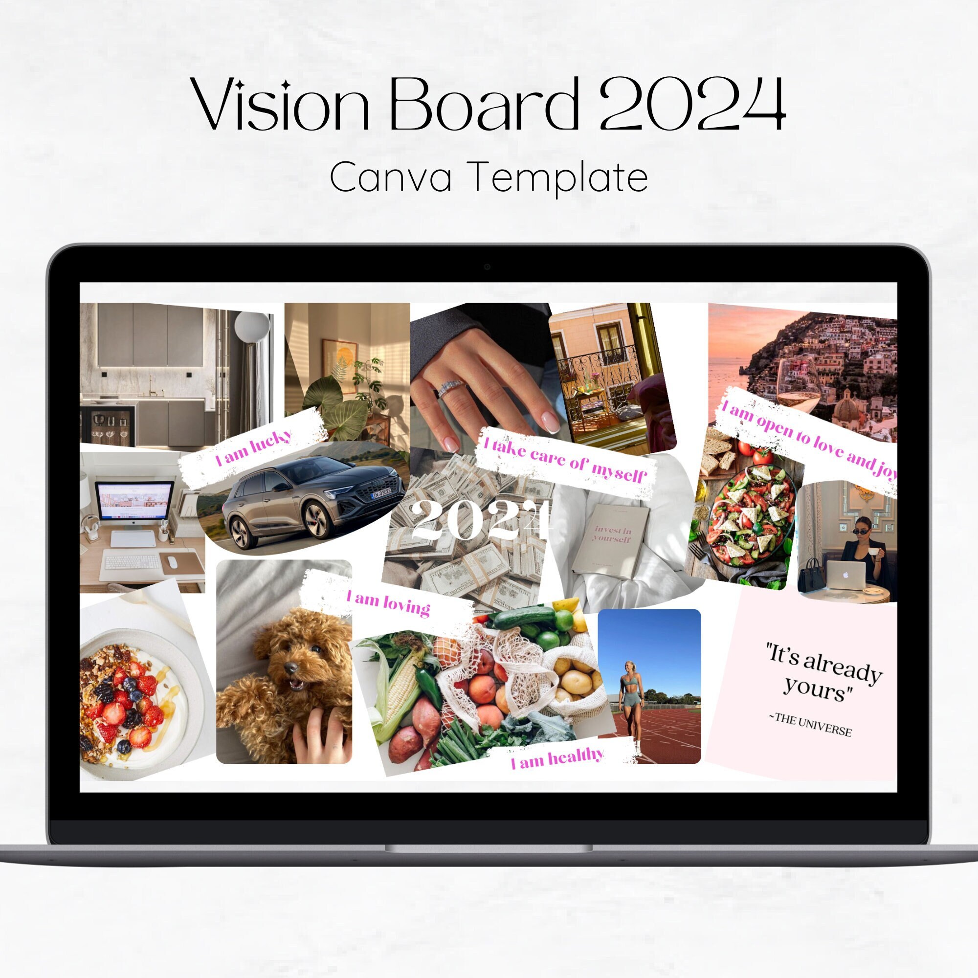 2024 Vision Board Canva Template | Digital Wallpaper for Mac, Phone ...