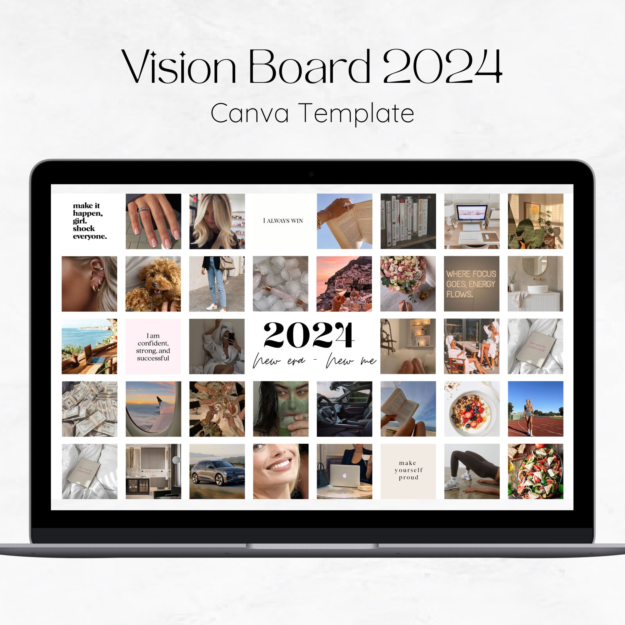 2024 Vision Board Canva Template | Digital Wallpaper for Mac, Phone ...