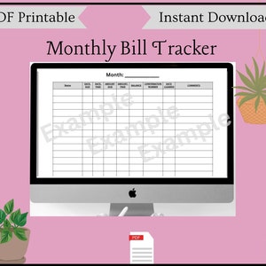 PRINTABLE PDF Editable Monthly Bill Tracker Bill Payment Tracker ...