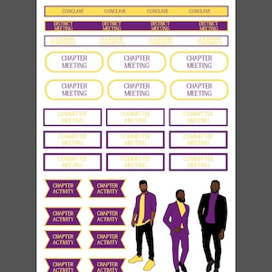 Purple and Gold Chapter Meeting Stickers; Planner Stickers