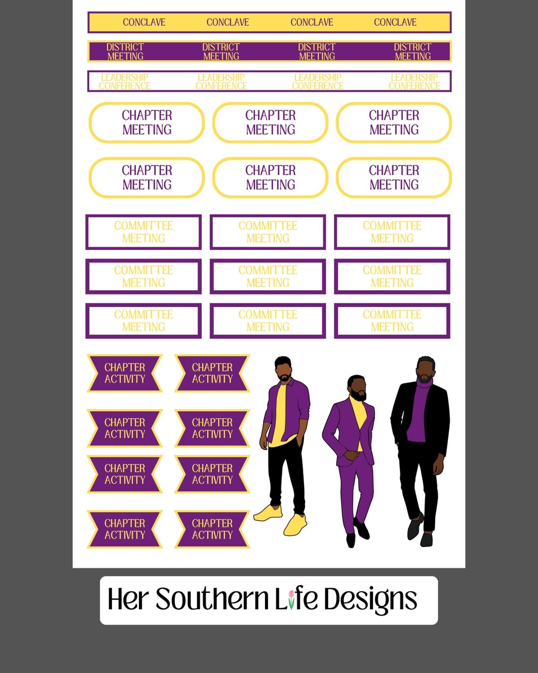 Chapter End Stickers Purple and Gold Chapter Meeting Stickers; Planner Stickers - Etsy