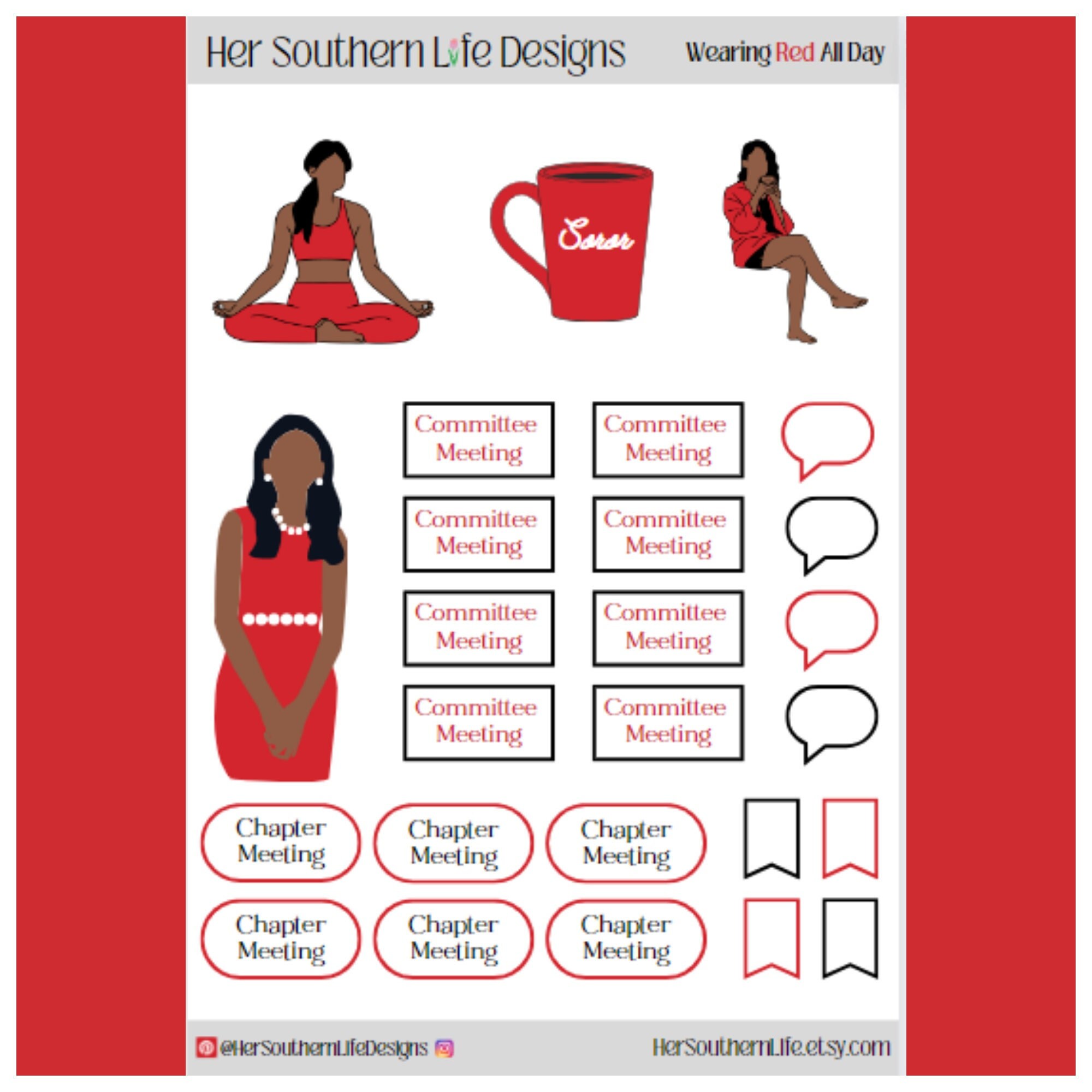 Red All Day Sticker Sheet