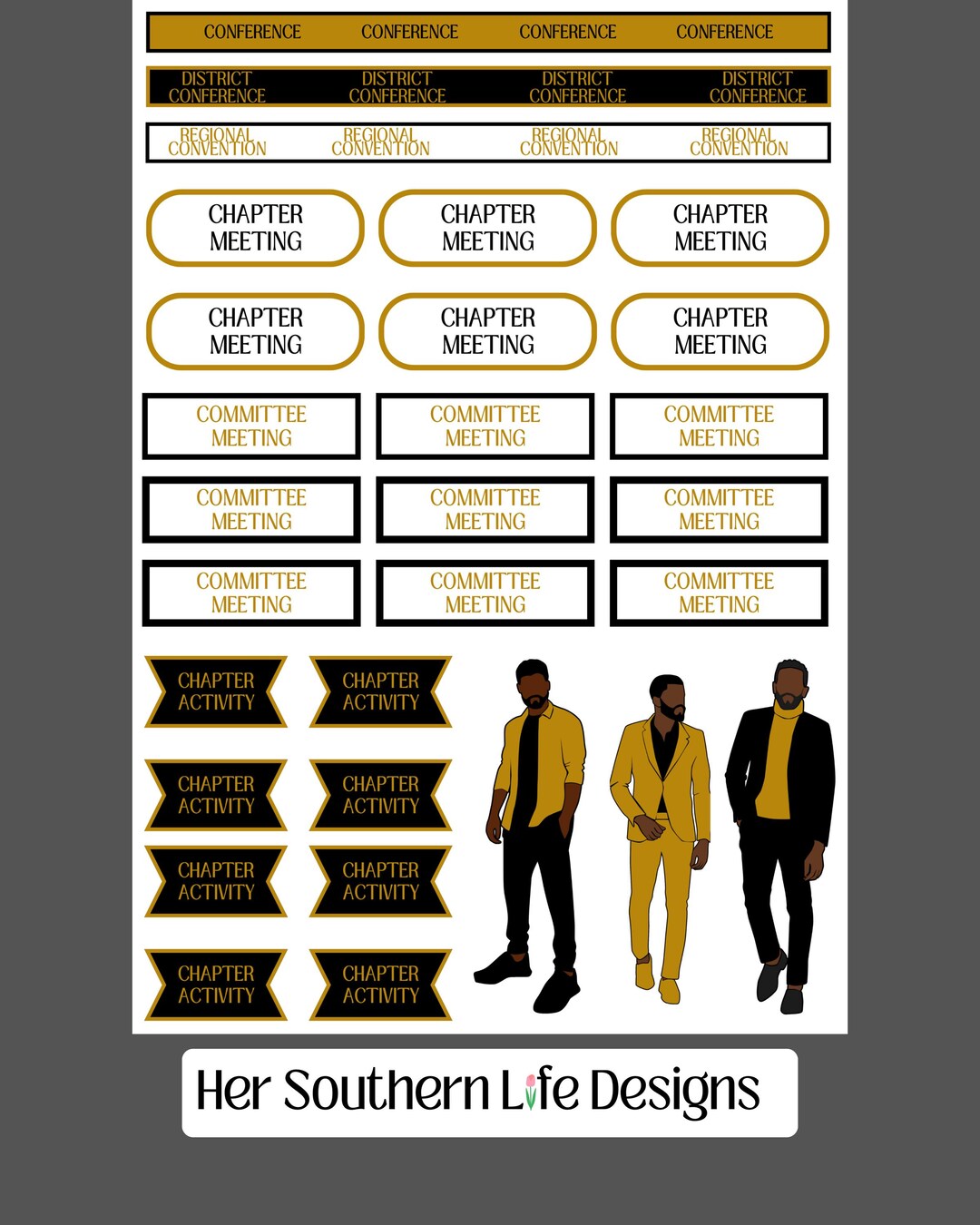 Chapter End Stickers Black and Gold Chapter Meeting Stickers; Planner Stickers - Etsy