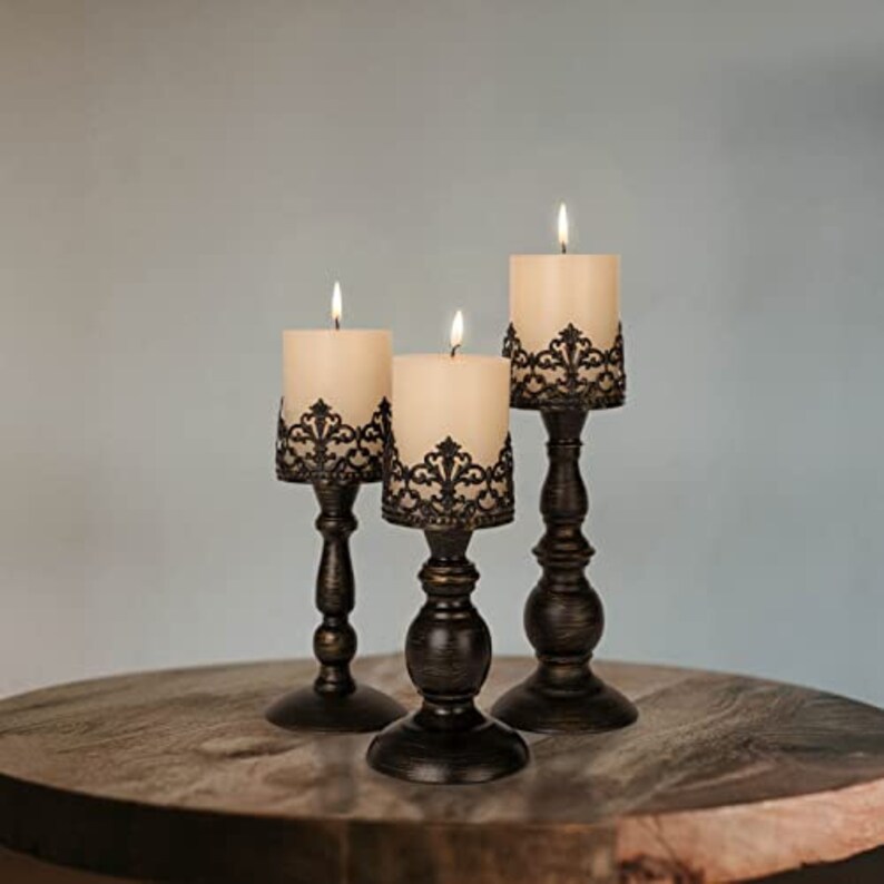 Vintage Pillar Candle Holders Etsy