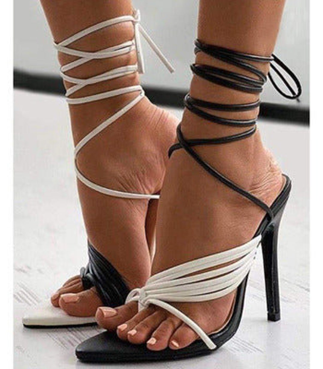 Original High Heel Black and White High Heel Sandals Etsy