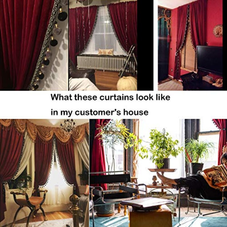 Luxury Pom Poms Curtain for Living Room Blackout Velvet 2 Etsy