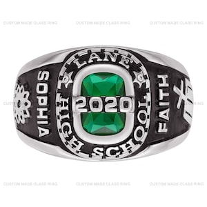 Custom Women’s Class Ring in Sterling Silver 925 | Fully Personalized Class Ring | Unique Design Graduation Gift | Custom Jewelry for Her