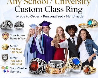 Bestellen Sie Ihren gewünschten individuelle Schul- oder Universitätsklasse Ring - handgefertigt & personalisiert